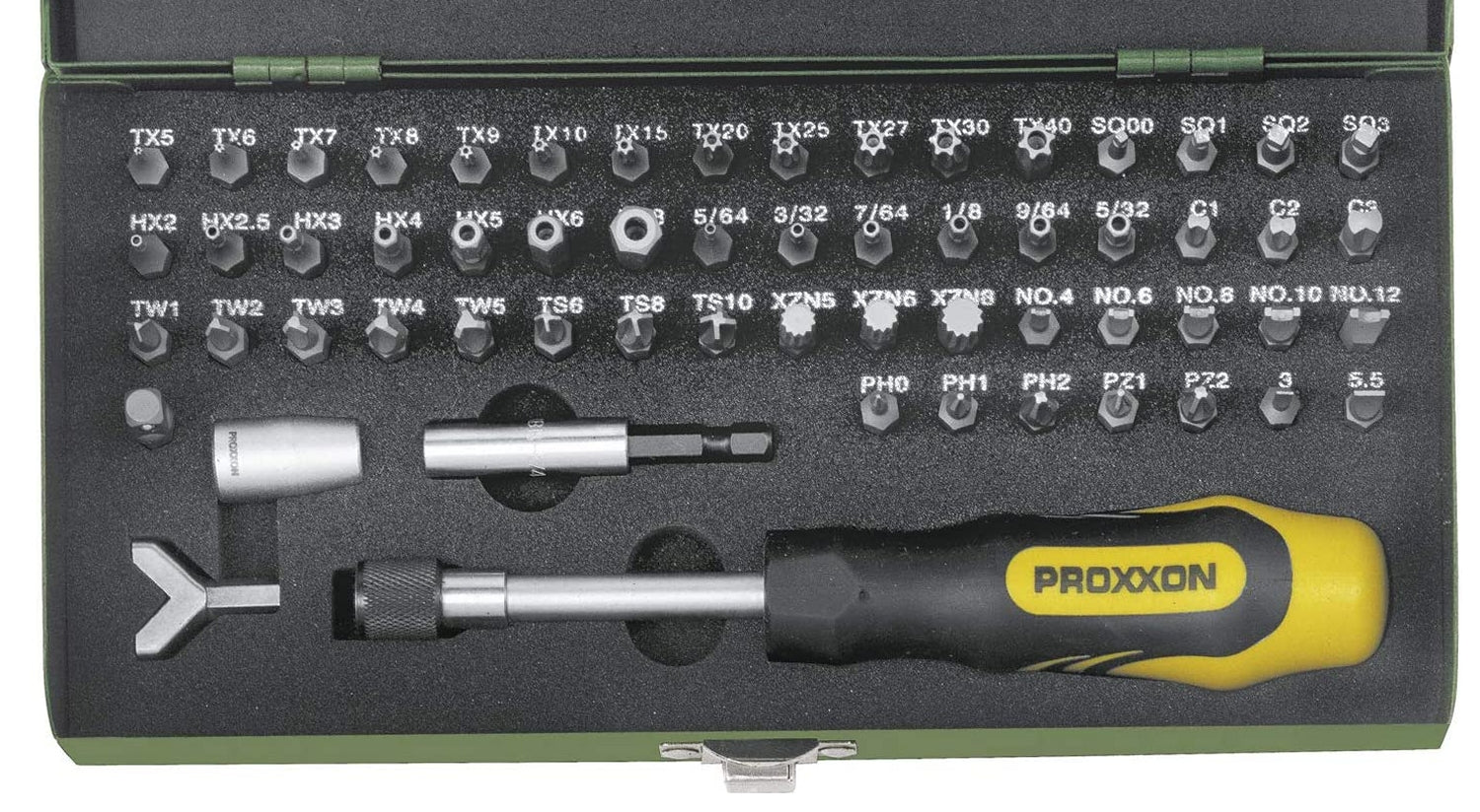 PROXXON 23107 Sicherheits -  und Spezial - Bitsatz für 1/4" - Antrieb, 75 - teiliger Satz