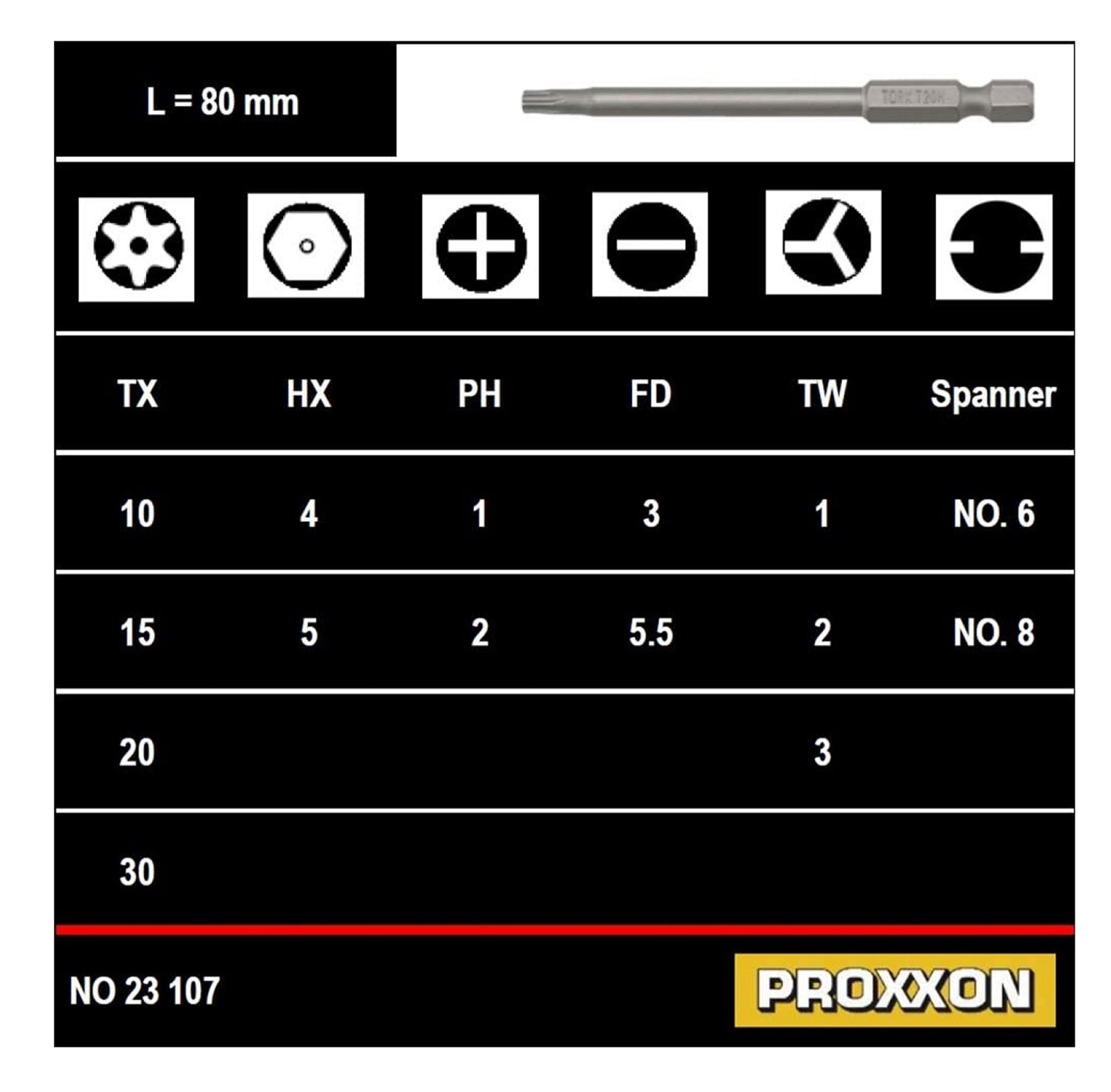 PROXXON 23107 Sicherheits -  und Spezial - Bitsatz für 1/4" - Antrieb, 75 - teiliger Satz
