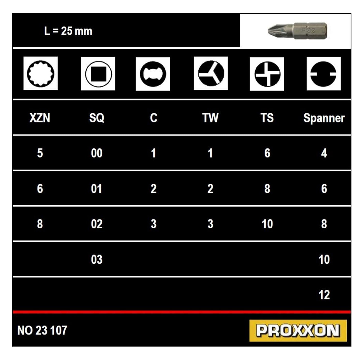 PROXXON 23107 Sicherheits -  und Spezial - Bitsatz für 1/4" - Antrieb, 75 - teiliger Satz