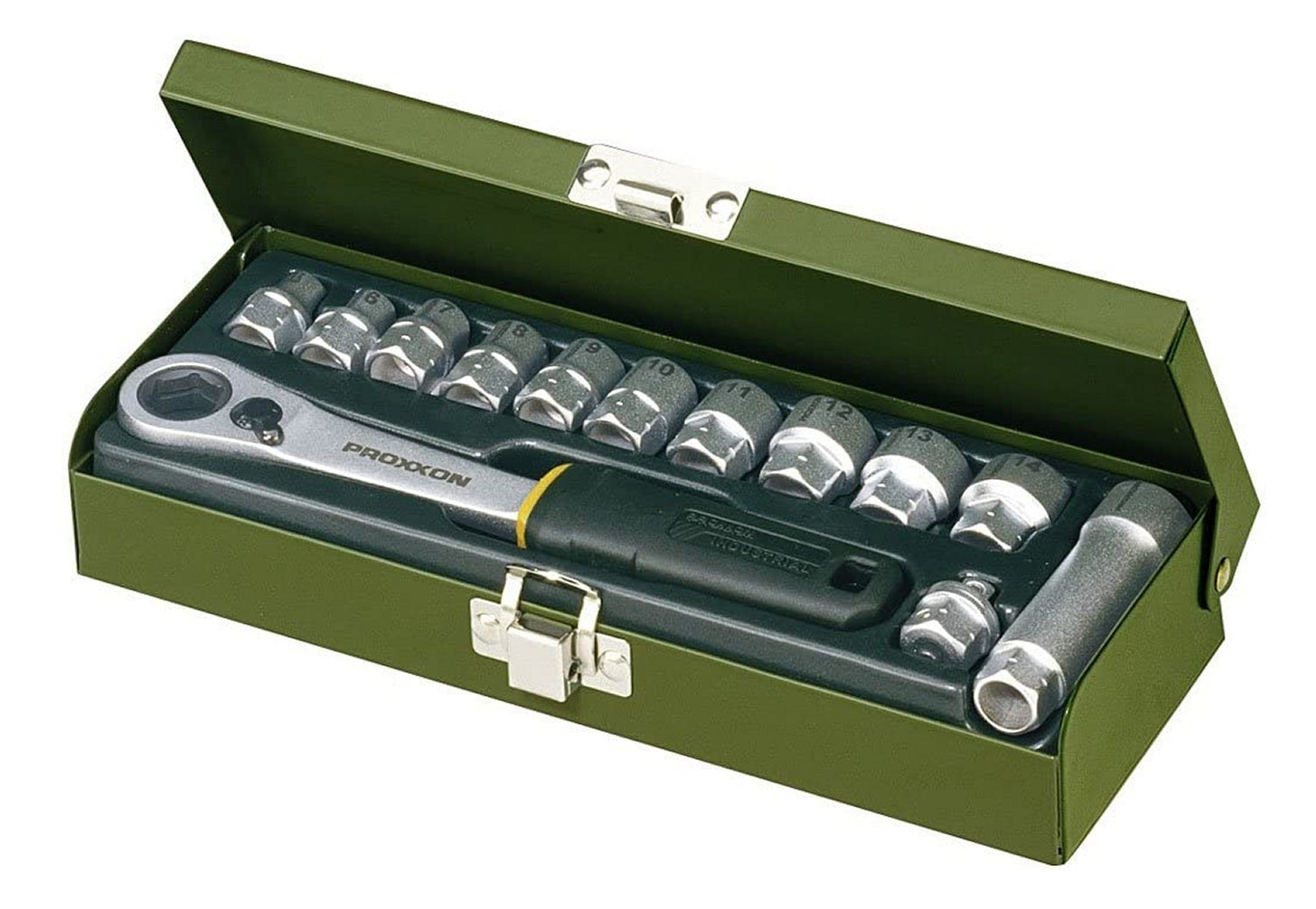 PROXXON 23602 Spezialsatz offene Nüsse und Ratsche 5,5 - 14mm zum Durchstecken