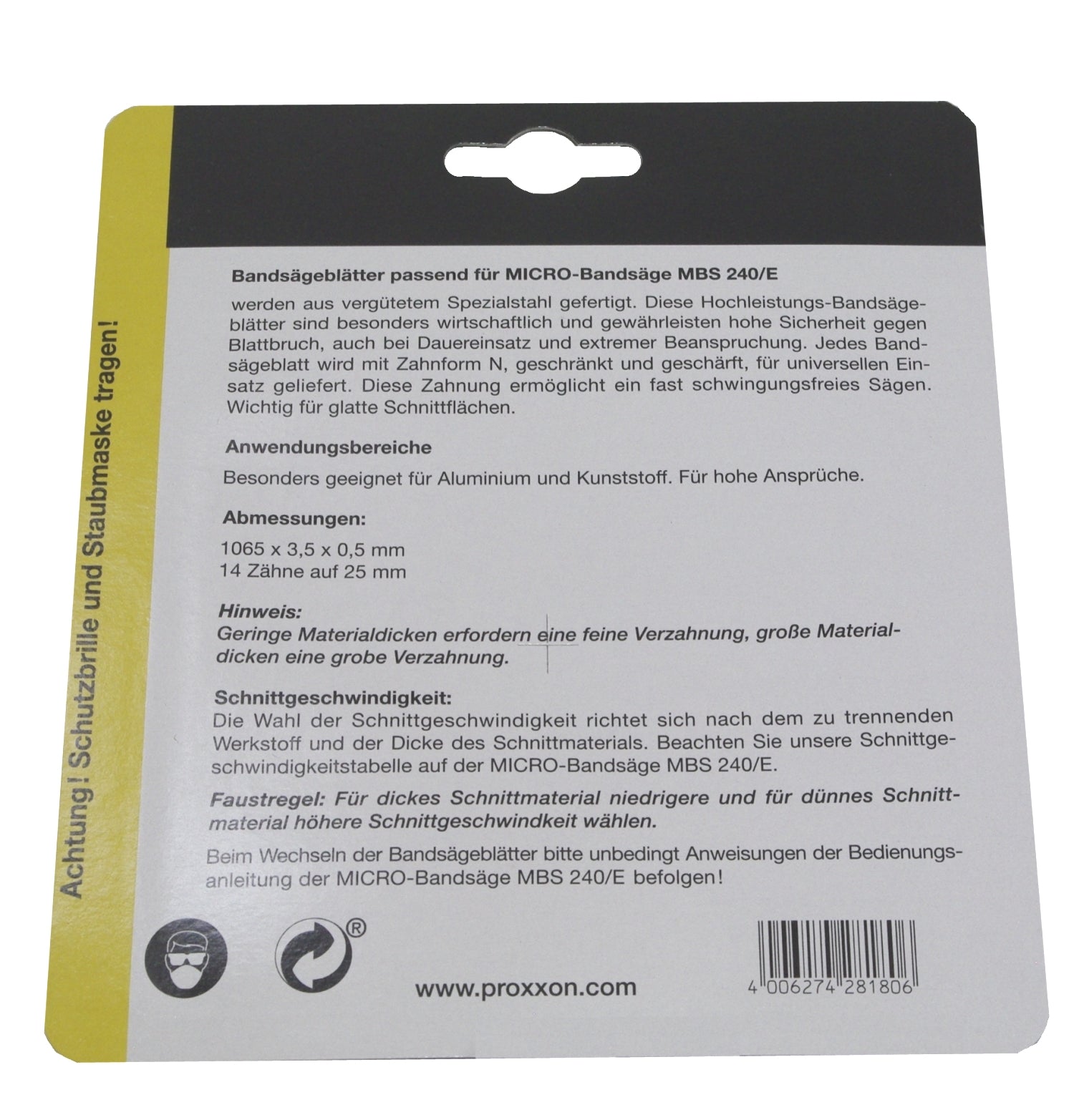 PROXXON 28180 Bandsägeblatt extra schmal (14 Z) für PROXXON Bandsäge