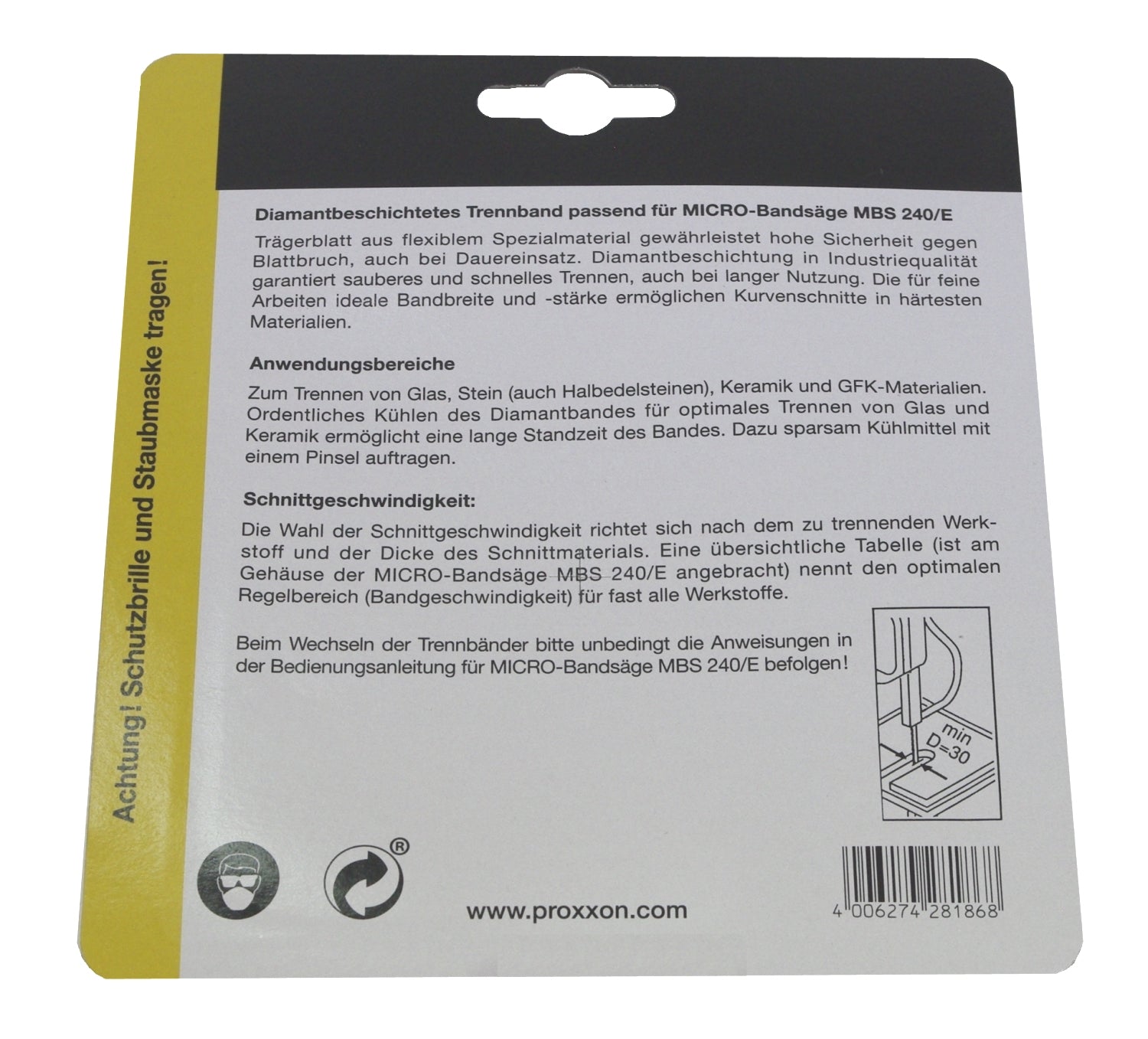 PROXXON 28186 Bandsägeblatt - diamantiert für PROXXON Bandsäge