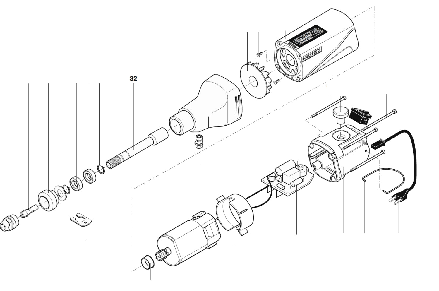 PROXXON 28481-32 Welle / Antriebswelle für Industriebohrschleifer IB/E & IBS/E ab 08/2013