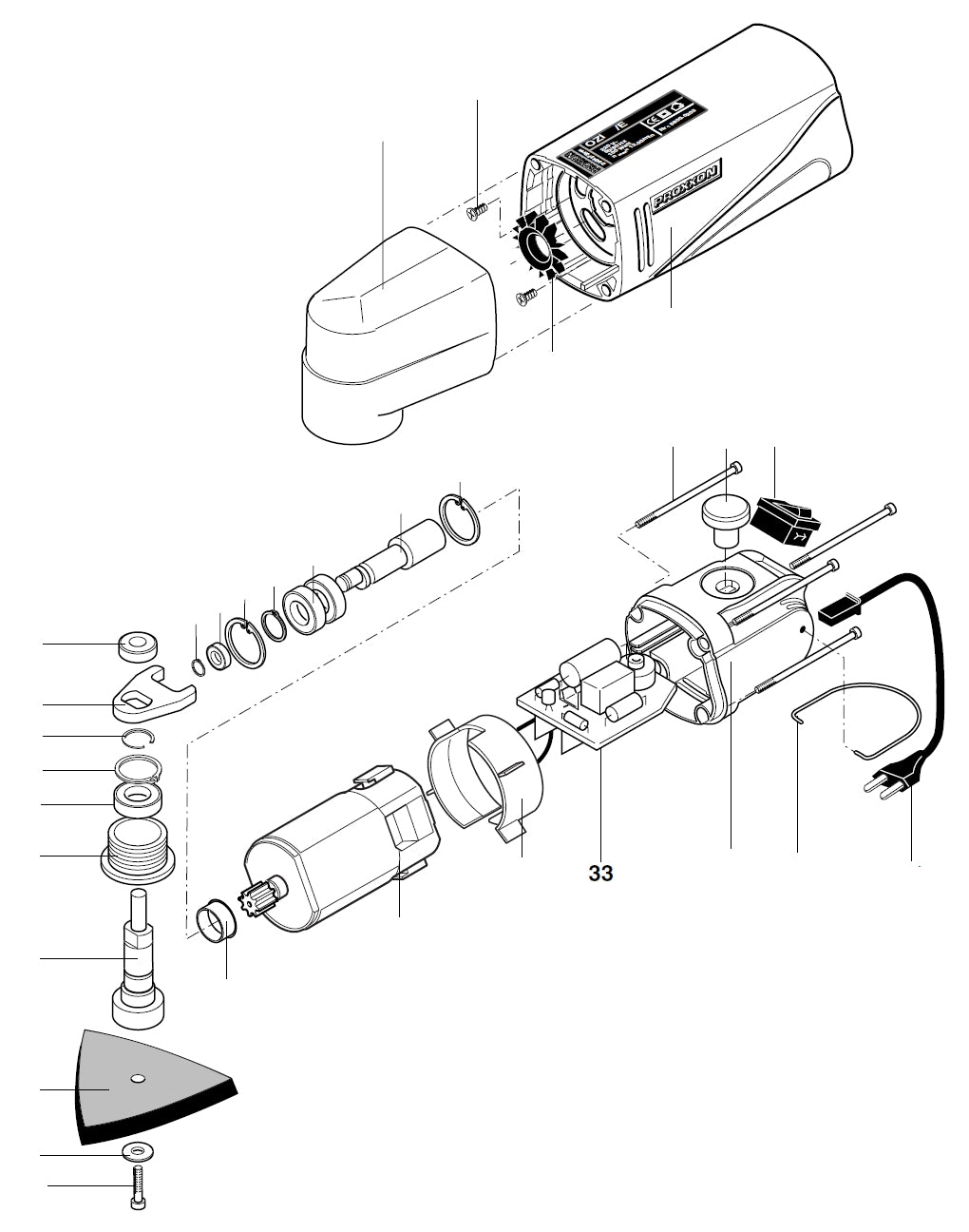 PROXXON 28520-33 Platine Ersatzmotor zu Eckenschleifer OZI/E