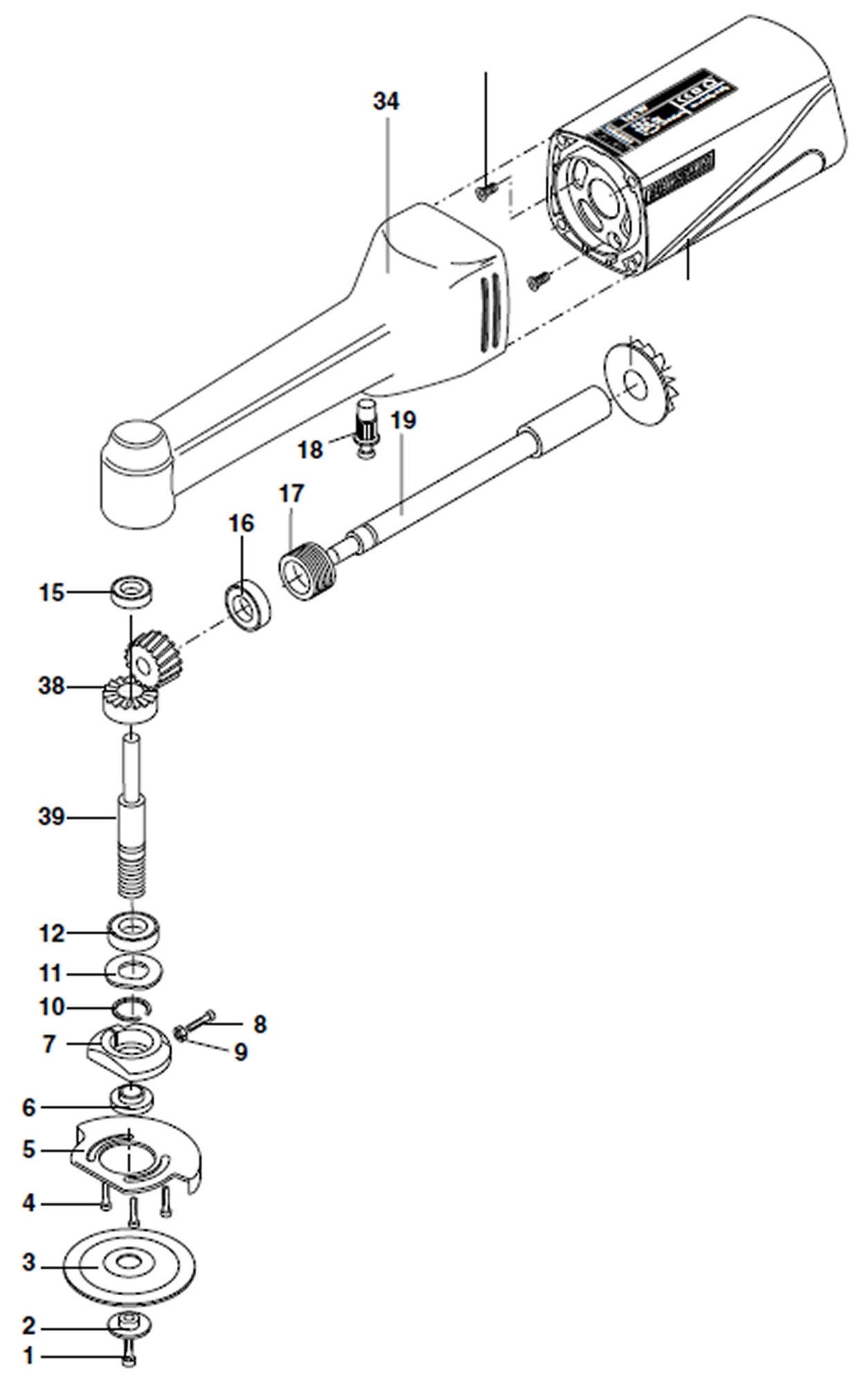 PROXXON 28547-100 Kopf komplett für Langhals-Winkelschleifer Langhalswinkelschleifer LHW LWS