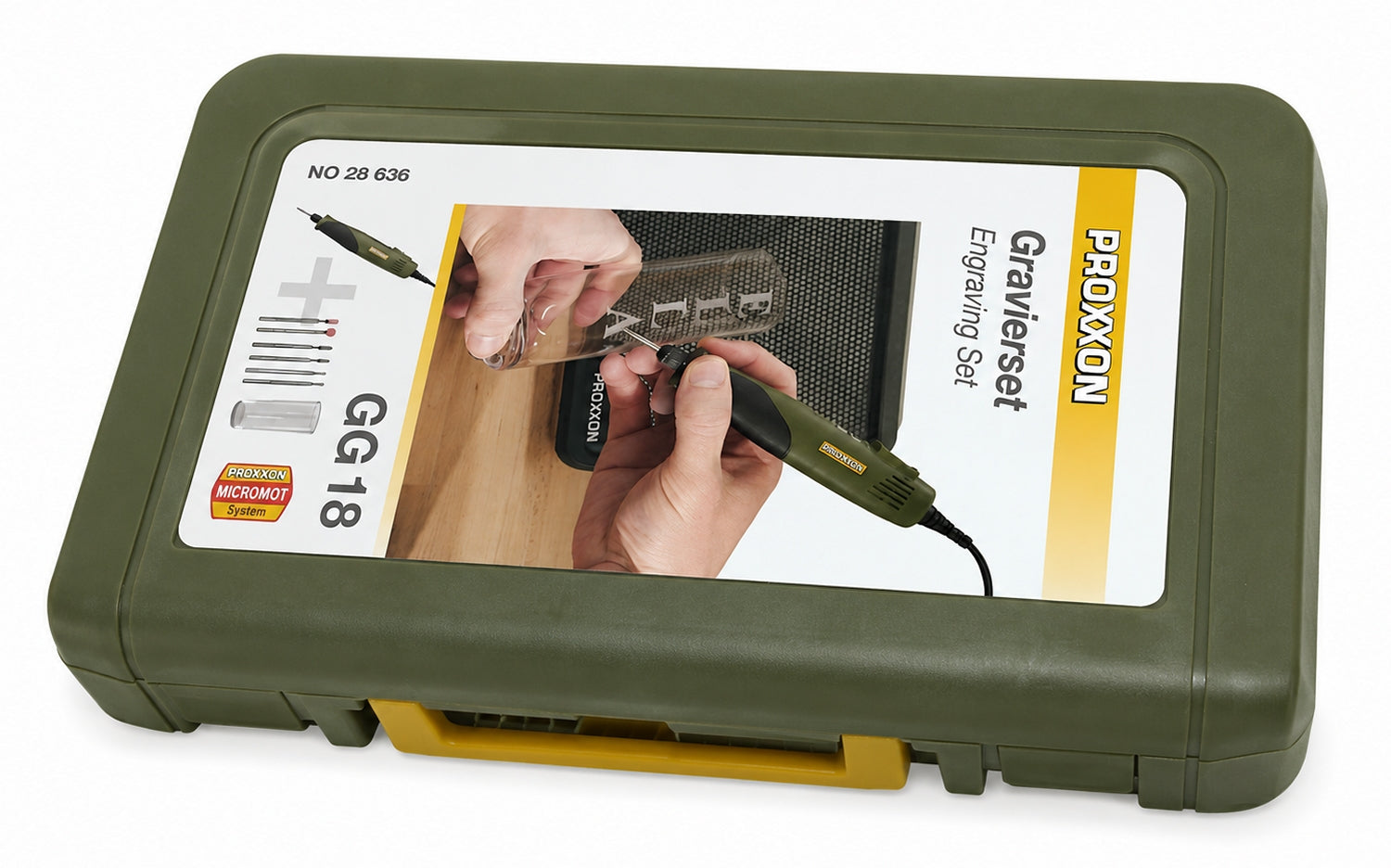 PROXXON 28636 Gravierset GG 18 inklusive Zubehör 230V Graviergerät