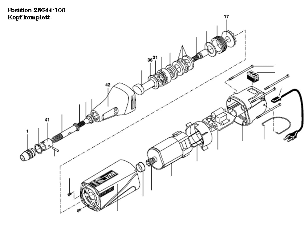 PROXXON 28644-100 Kopf komplett für Motorschnitzgerät MSG