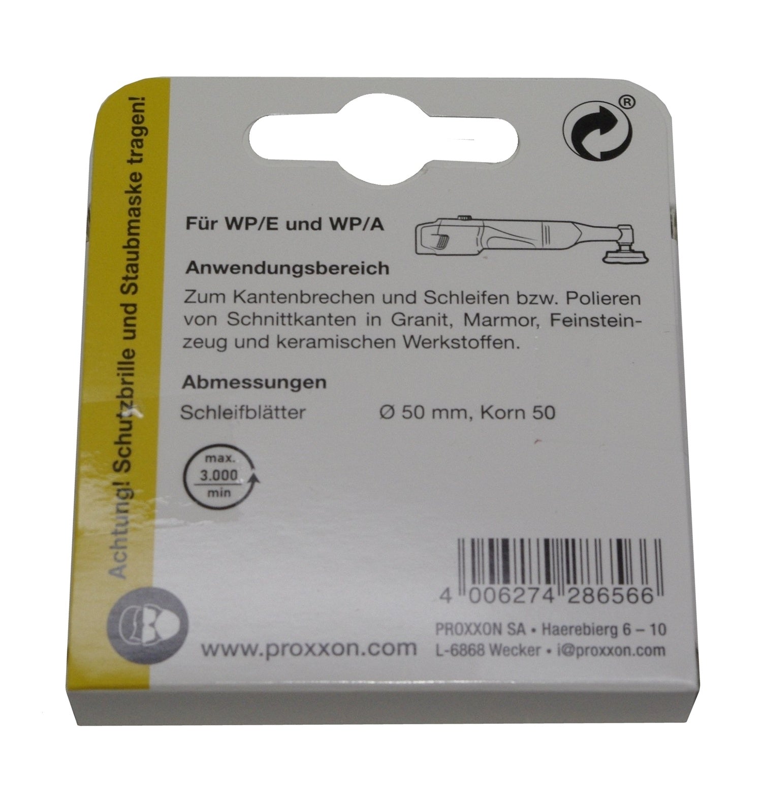 PROXXON 28656 Diamant Schleifpads Polierpads Ø50mm Korn 50 3 Stück für WP/E WP/A