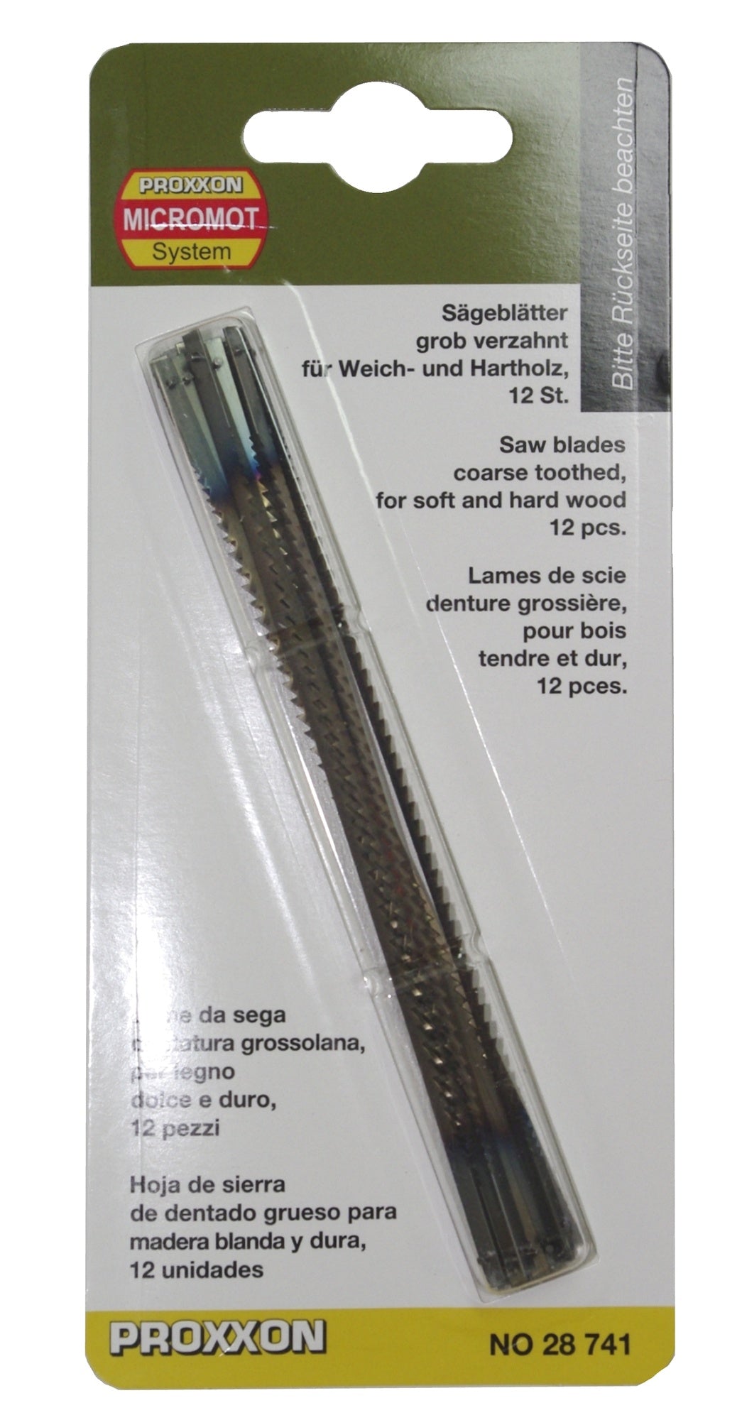 PROXXON 28741 Laubsägeblatt mit Querstift für Holz grob verzahnt 12er Packung