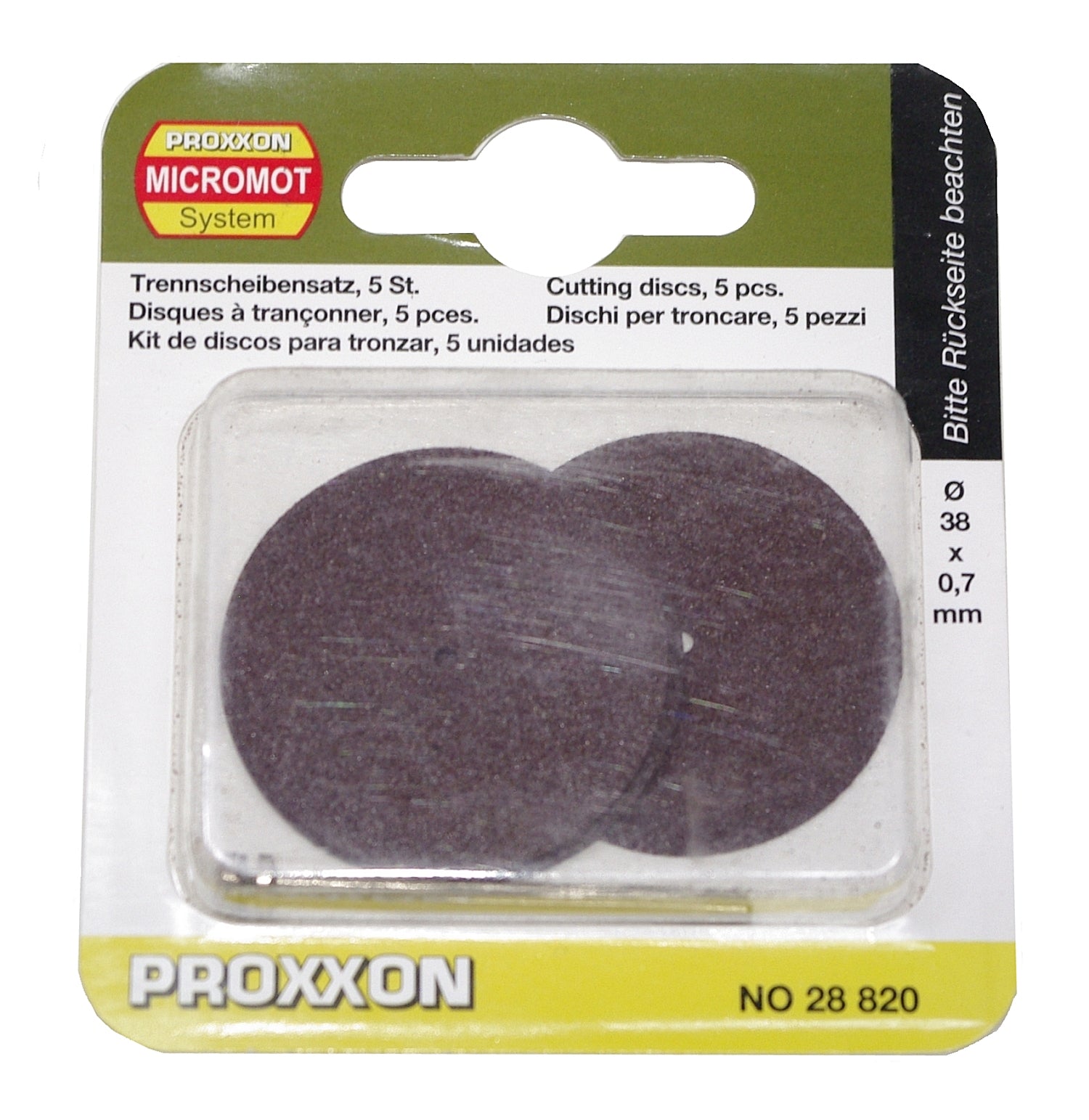 PROXXON 28820 Trennscheiben Korund Ø38mm 5 Stück + 1 Träger