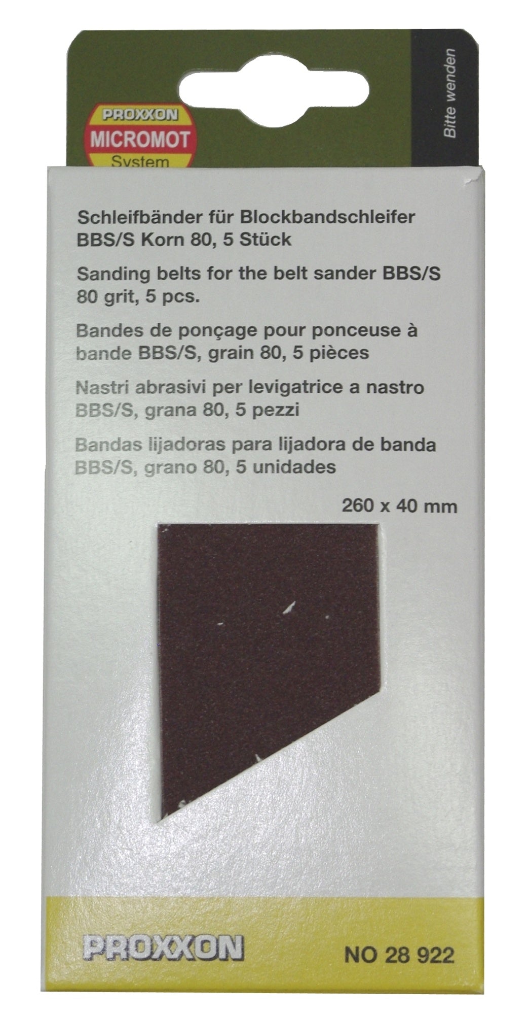 PROXXON 28922 Schleifband Korn 80 für Blockbandschleifer BBS und BBS/S
