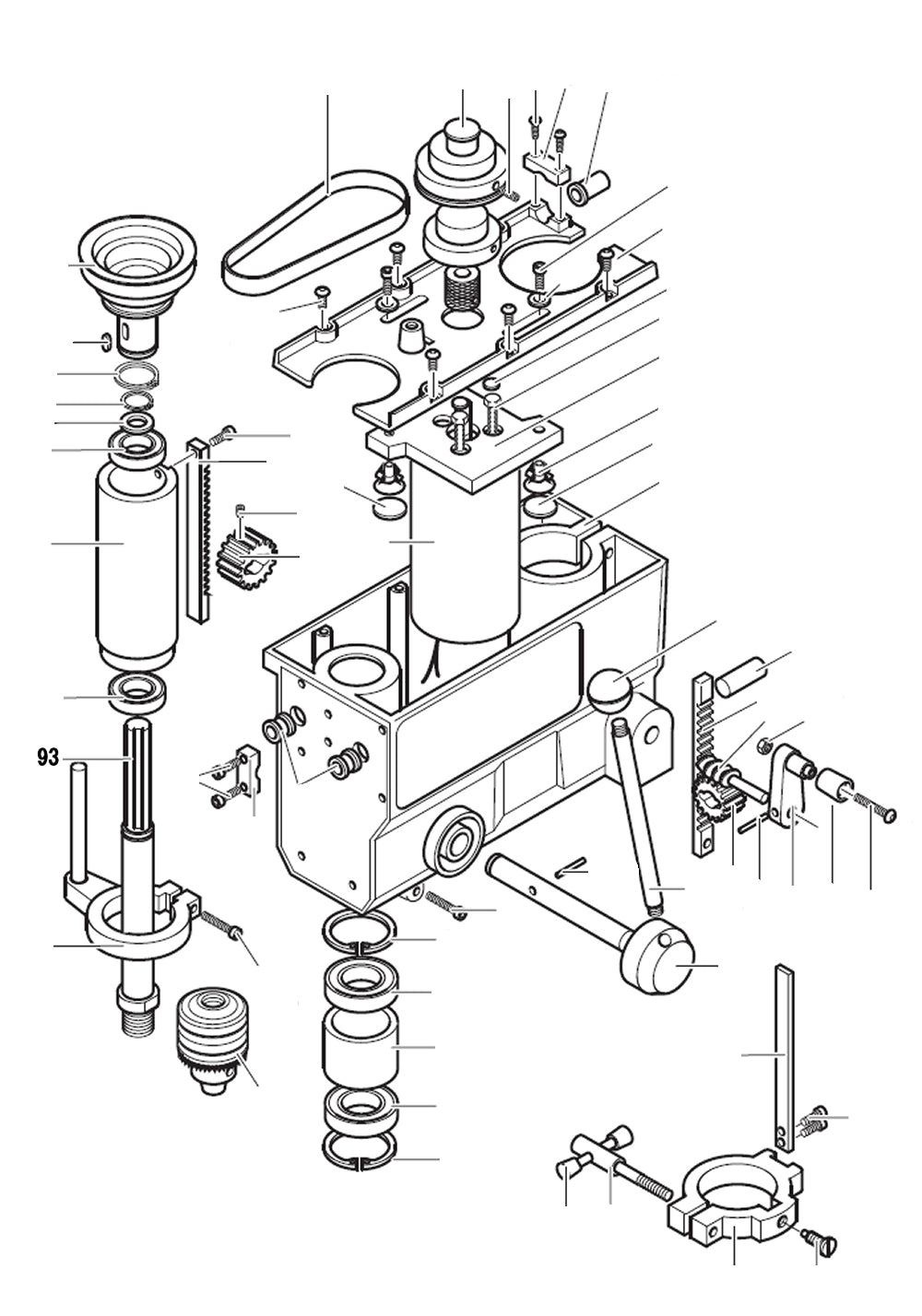 PROXXON 28124-93 Bohrspindel mit einer Nut für Tischbohrmaschine TBH