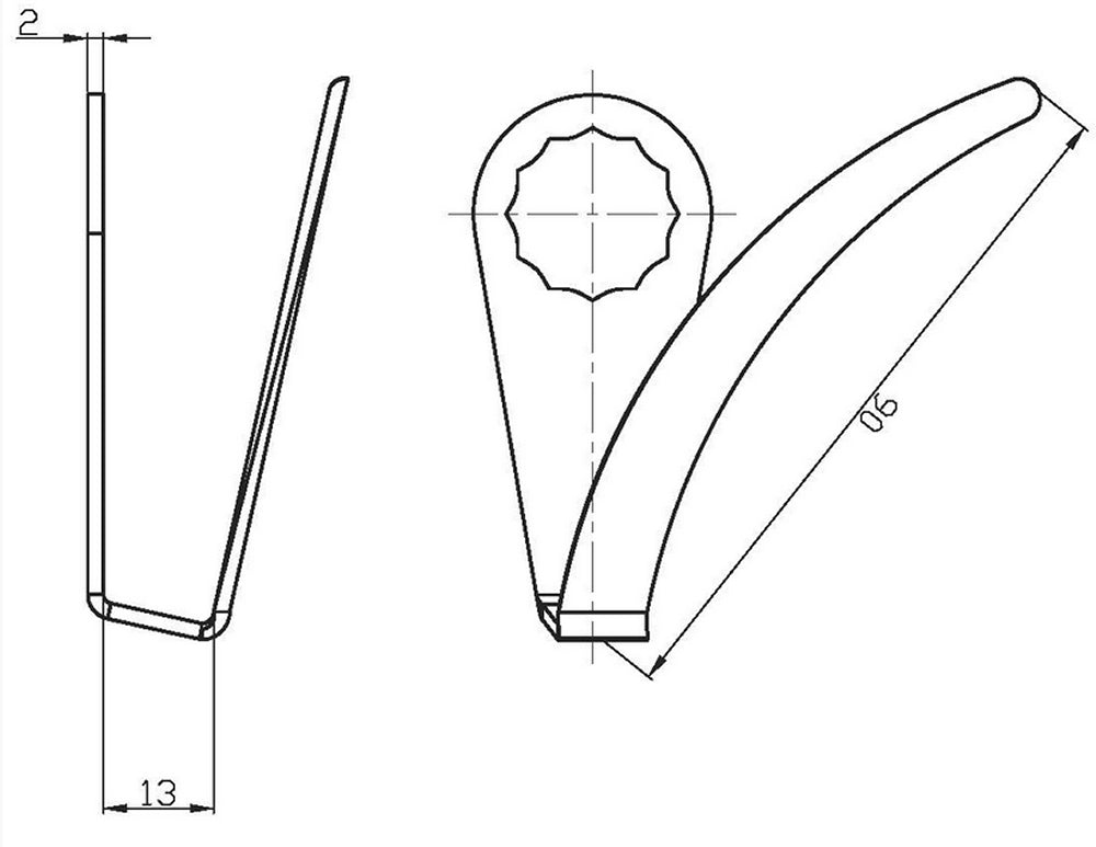 RODCRAFT U95 Schneidmesser Ausglasmesser U-Form 90mm - 8956001325