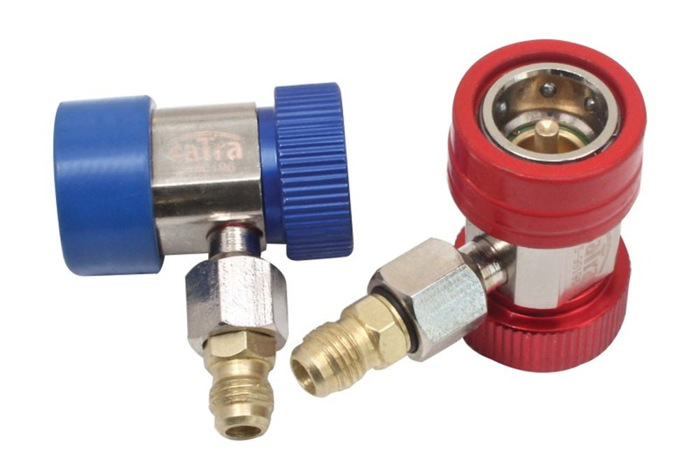 SATRA S-90196 Set Schnellkupplungen R134A 90° Hochdruck/Niederdruck 1/4" SAE für Fahrzeug-Klimaanlagen