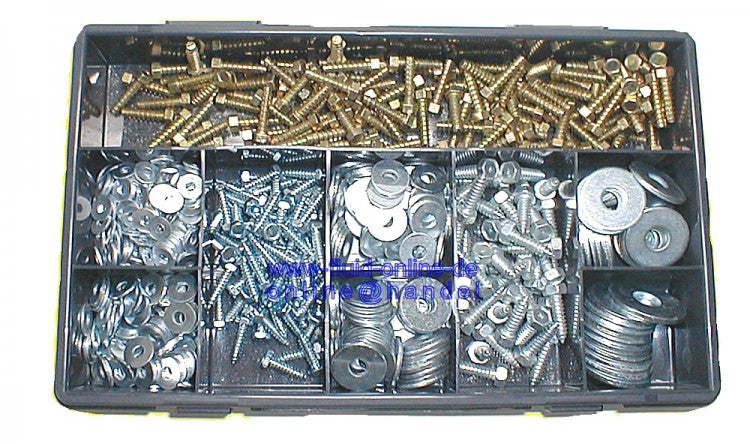 Sortiment 15584 Karosserieschrauben DIN 9021 & Karosseriescheiben DIN 7976 Sortiment 805 teilig im Kasten