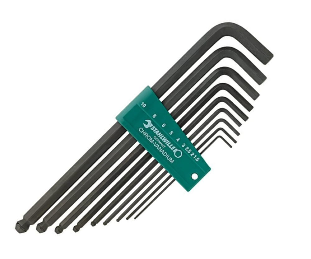 STAHLWILLE 10767H/9 Satz Kugel Winkelschraubendreher Innensechskant 1,5-10mm mit Haltering