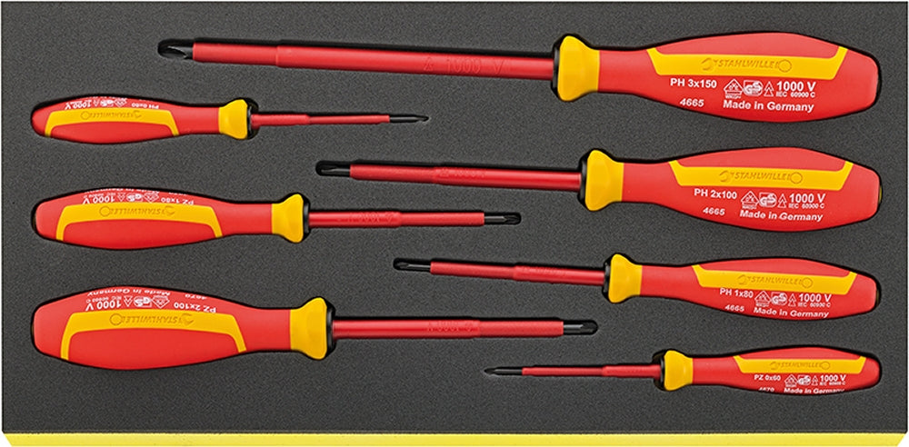 STAHLWILLE TCS 4665/4670 Satz VDE Schraubendreher DRALL in TCS  Einlage - 96838785