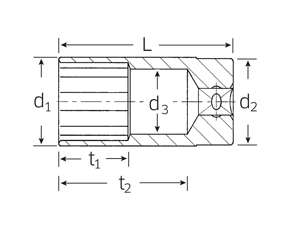 STAHLWILLE 51a ZOLL Steckschlüsseleinsatz Nuss lang 1/2" Antrieb 12,5mm (1/2") - 03420032