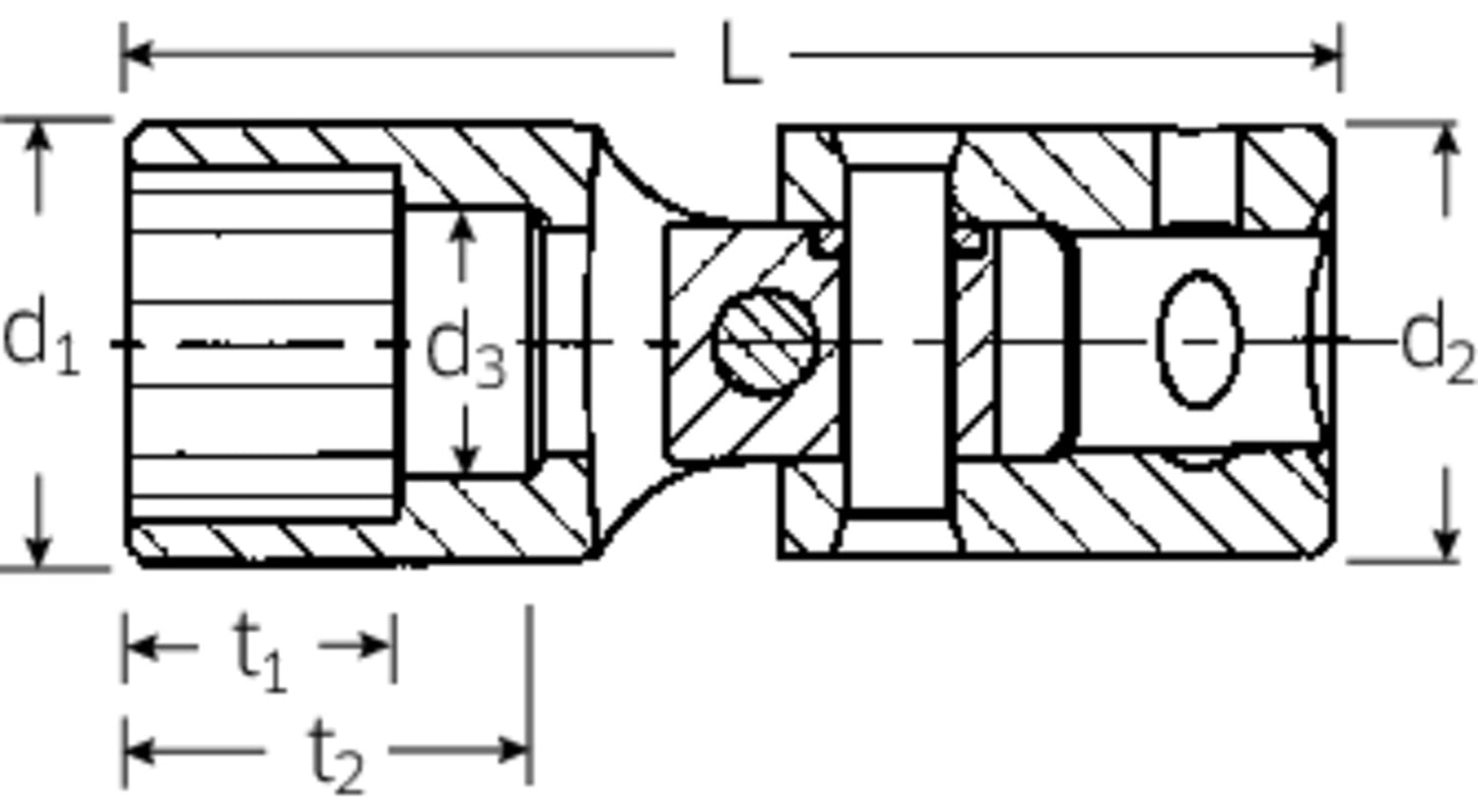 STAHLWILLE  402aK - Gelenk-Steckschlüsseleinsatz 6,3mm (1/4") Antrieb -  Gr. 9/16" - 01541034