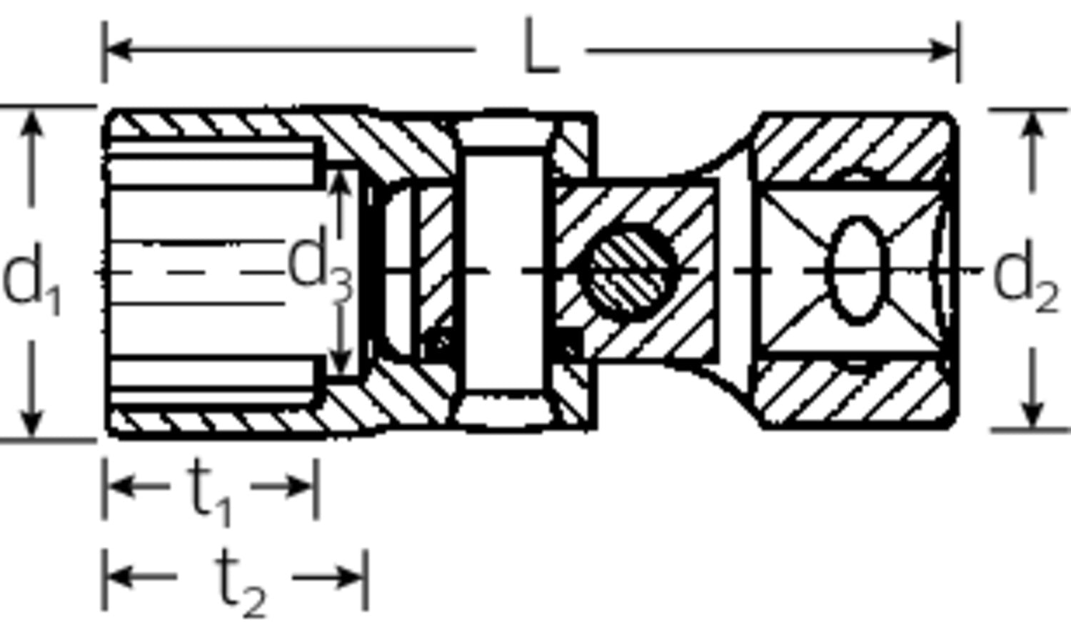 STAHLWILLE 47 Gelenk-Steckschlüsseleinsatz Gr. 15mm Antrieb 10mm (3/8") - 02040015
