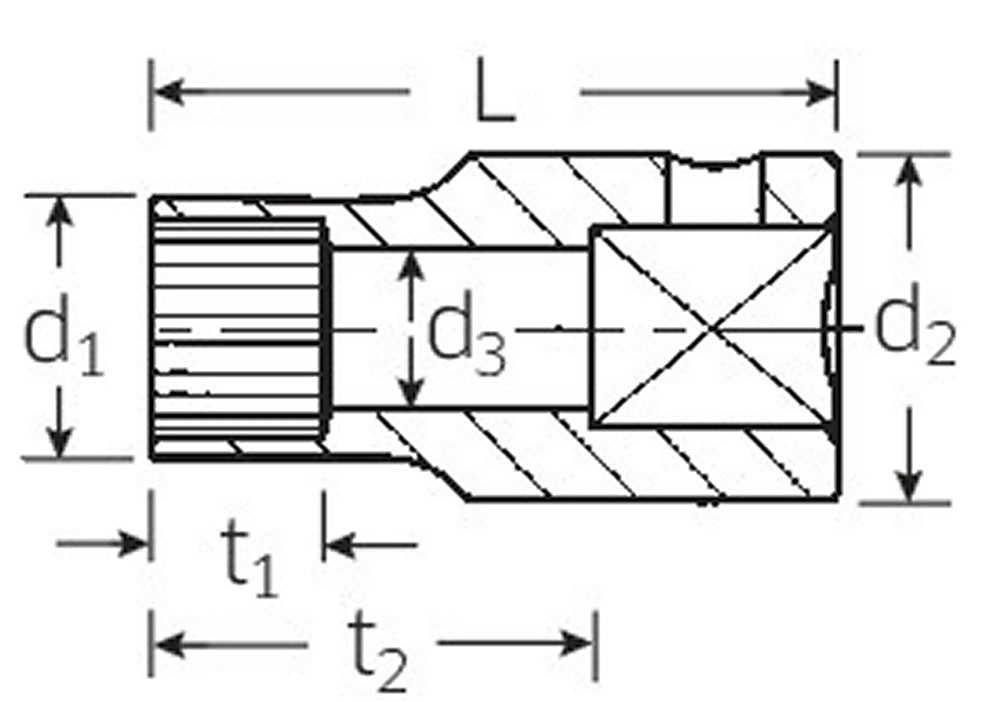 STAHLWILLE 50aPSP 9/16" Spline-Drive Steckschlüsseleinsatz Antrieb 12,5mm (1/2") - 03012034