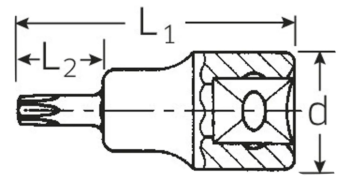 STAHLWILLE 54TXB TORX Bit Einsatz mit Bohrung T55 Antrieb 12,5mm (1/2") - 03110055