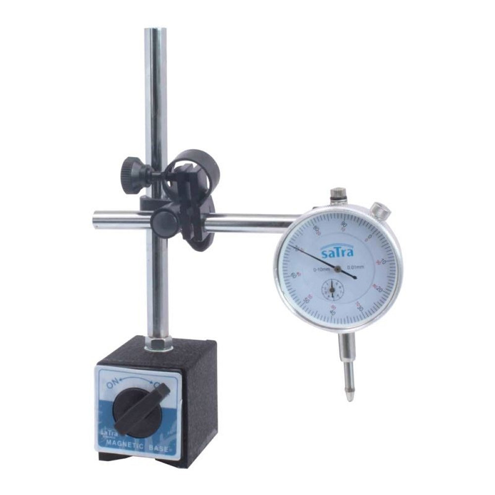 SATRA S-MAHO2 Magnetstativ mit Magnetfuss für Messinstrumente inkl. analoger Messuhr