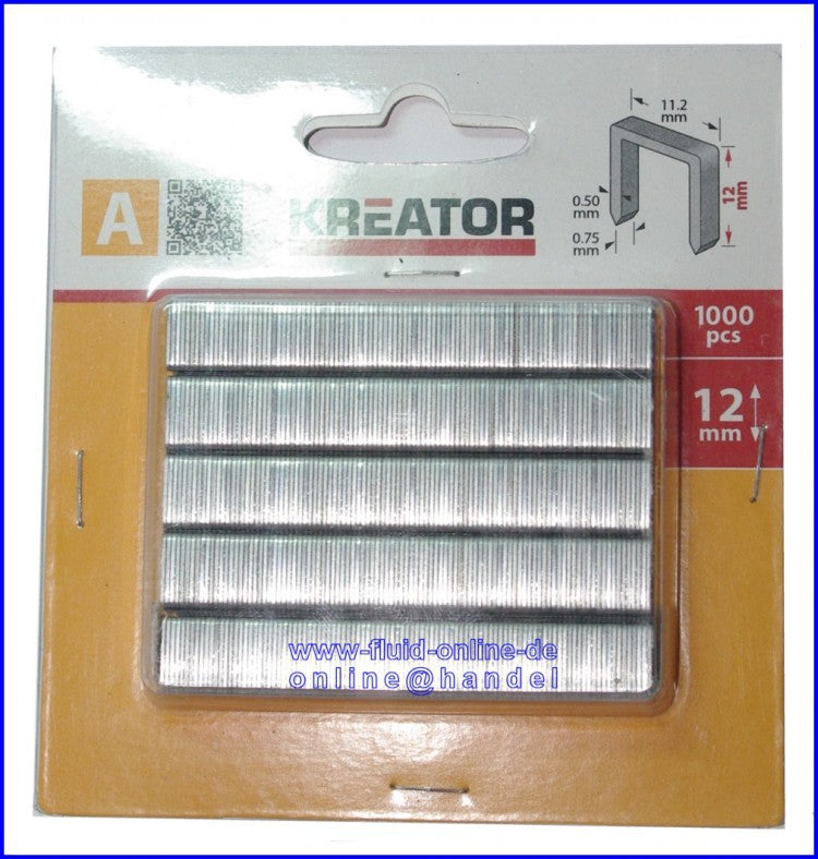 KRT301012 Tackerklammern 1.000 Stück Form A Höhe 12mm Typ 53 für Tacker