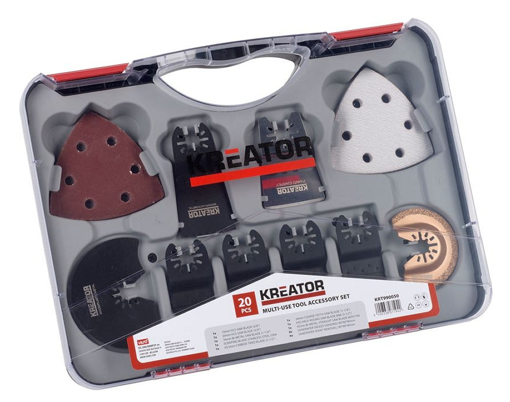 KREATOR KRT990050 Set 8 x Sägeblätter + 12 x Schleifpapier für Multifunktionswerkzeug
