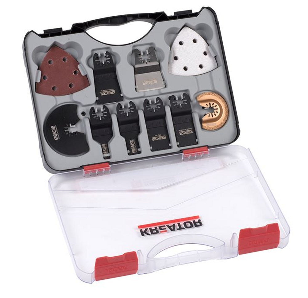 KREATOR KRT990050 Set 8 x Sägeblätter + 12 x Schleifpapier für Multifunktionswerkzeug