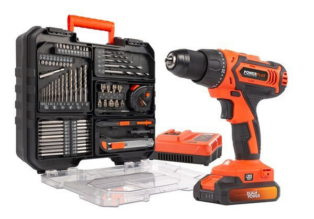 VARO POWDP15300 Powerplus Set Bohrschrauber 20V mit Akku 20V 2.0Ah und Ladegerät