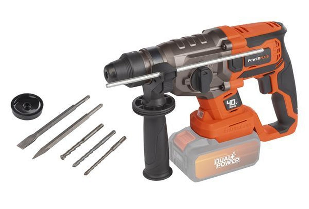 VARO POWDP15680 Powerplus Set Bohrhammer 40V bürstenlos Meißel Bohrspitzen ohne Akku und Ladegerät