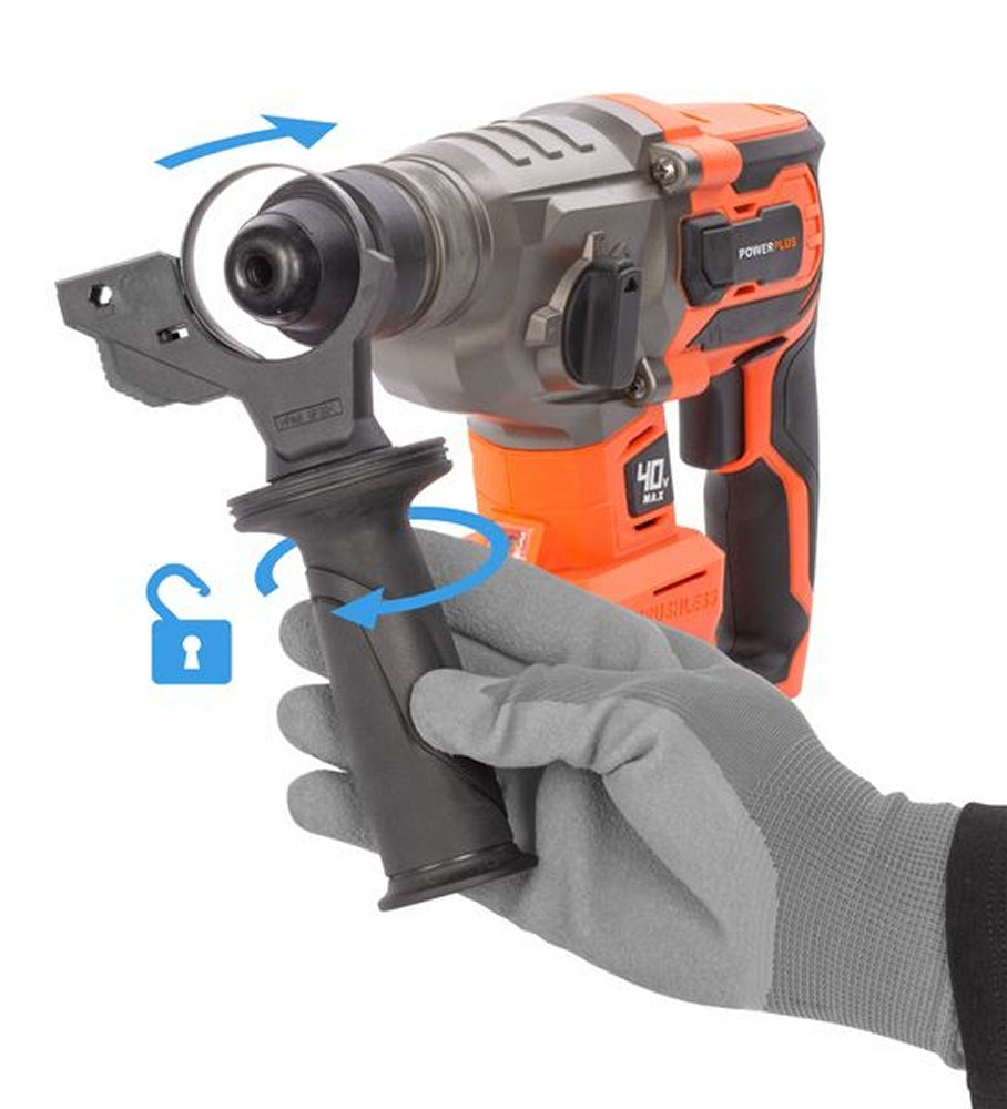 VARO POWDP15680 Powerplus Set Bohrhammer 40V bürstenlos Meißel Bohrspitzen ohne Akku und Ladegerät