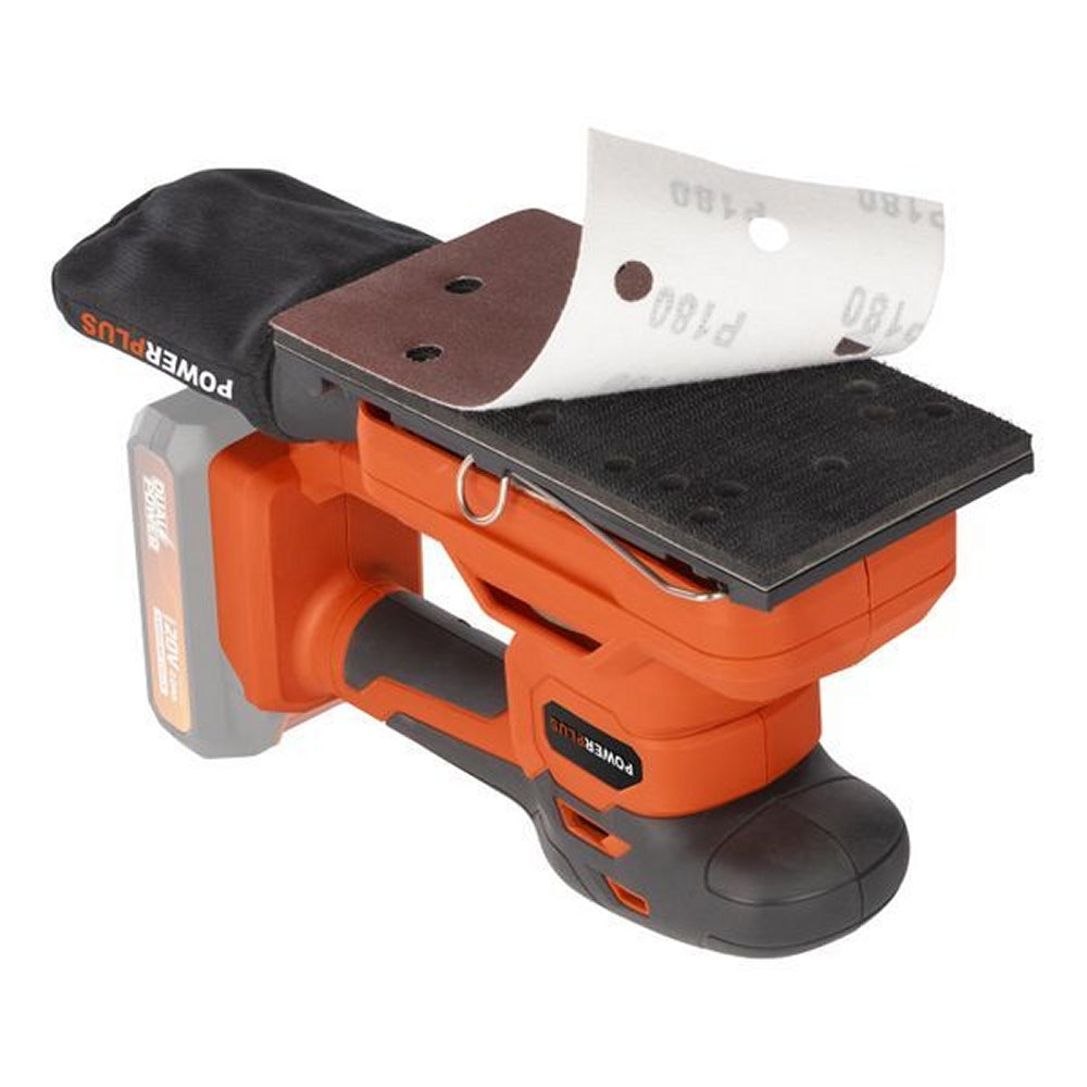 VARO POWDP50300 Powerplus Akku Schwingschleifer 20V mit Zubehör ohne Batterie und Ladegerät