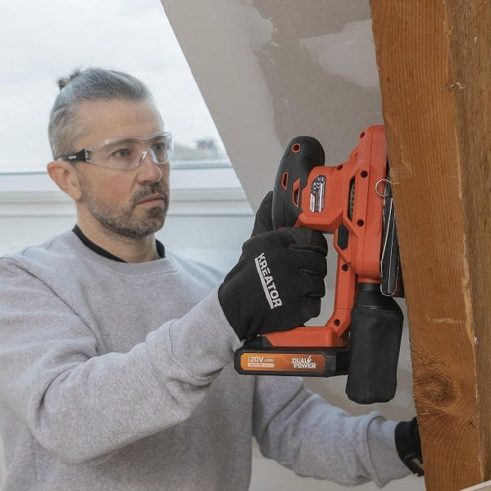 VARO POWDP50300 Powerplus Akku Schwingschleifer 20V mit Zubehör ohne Batterie und Ladegerät