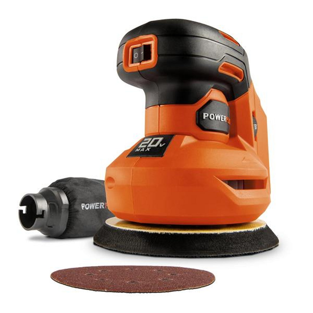 VARO POWDP50400 Powerplus Akku Exzenterschleifer 20V Ø125mm mit Zubehör ohne Batterie und Ladegerät