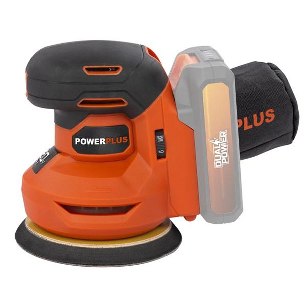 VARO POWDP50400 Powerplus Akku Exzenterschleifer 20V Ø125mm mit Zubehör ohne Batterie und Ladegerät