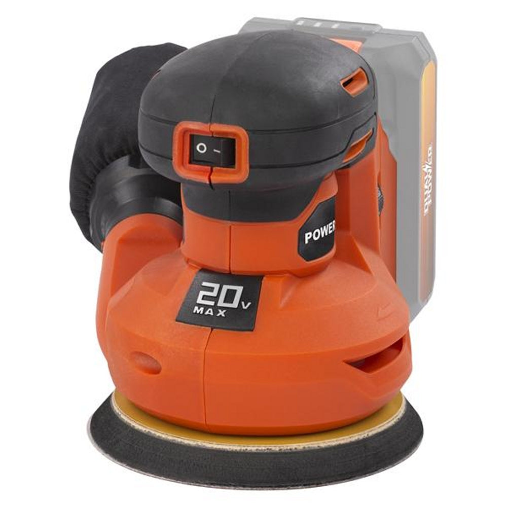 VARO POWDP50400 Powerplus Akku Exzenterschleifer 20V Ø125mm mit Zubehör ohne Batterie und Ladegerät