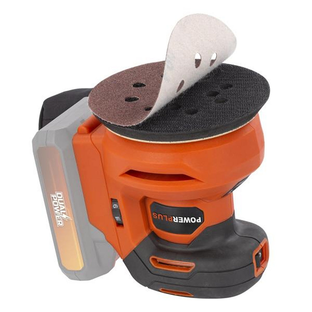 VARO POWDP50400 Powerplus Akku Exzenterschleifer 20V Ø125mm mit Zubehör ohne Batterie und Ladegerät