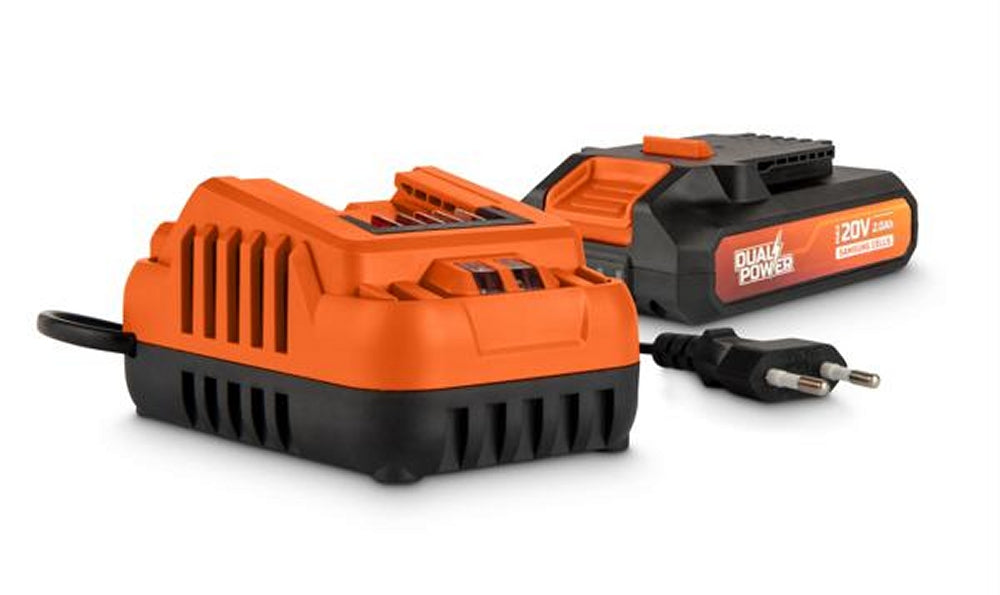 VARO POWDP90620 Set Powerplus Ladegerät 4.0A für 20V / 2 x 20V Akkus & Akku 20V 2.0Ah