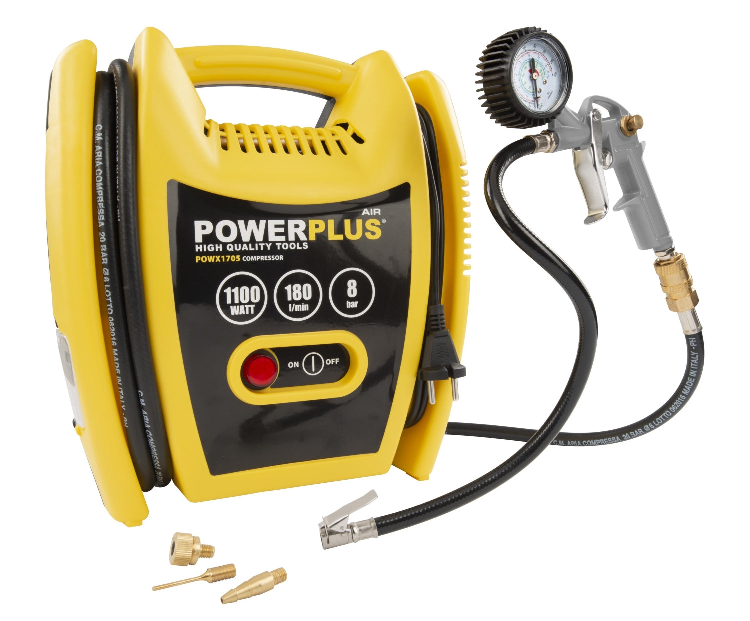 PowerPlus POWX1705 Druckluft Kompressor ölfrei tragbar 1100W max. 8 bar