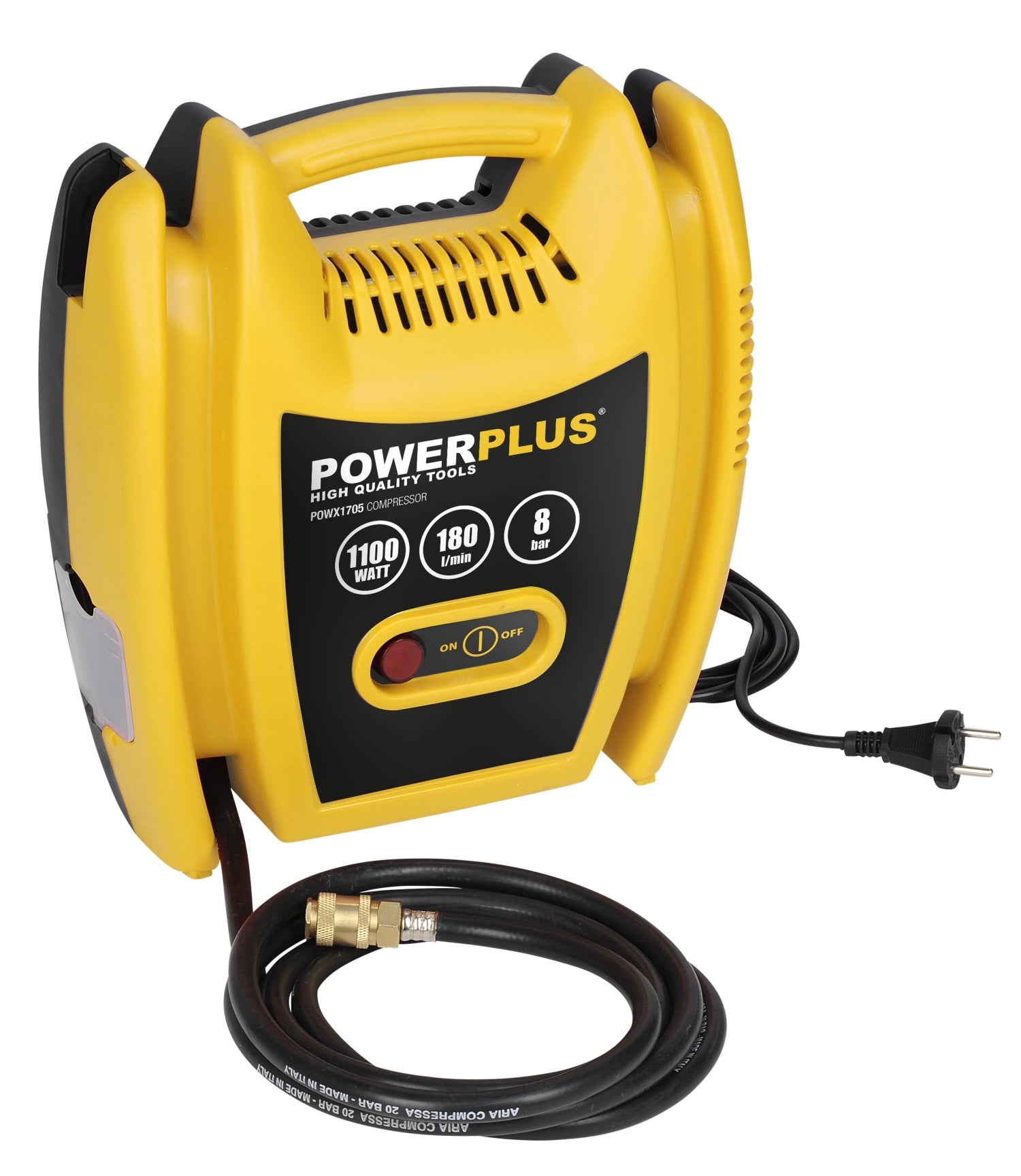 PowerPlus POWX1705 Druckluft Kompressor ölfrei tragbar 1100W max. 8 bar