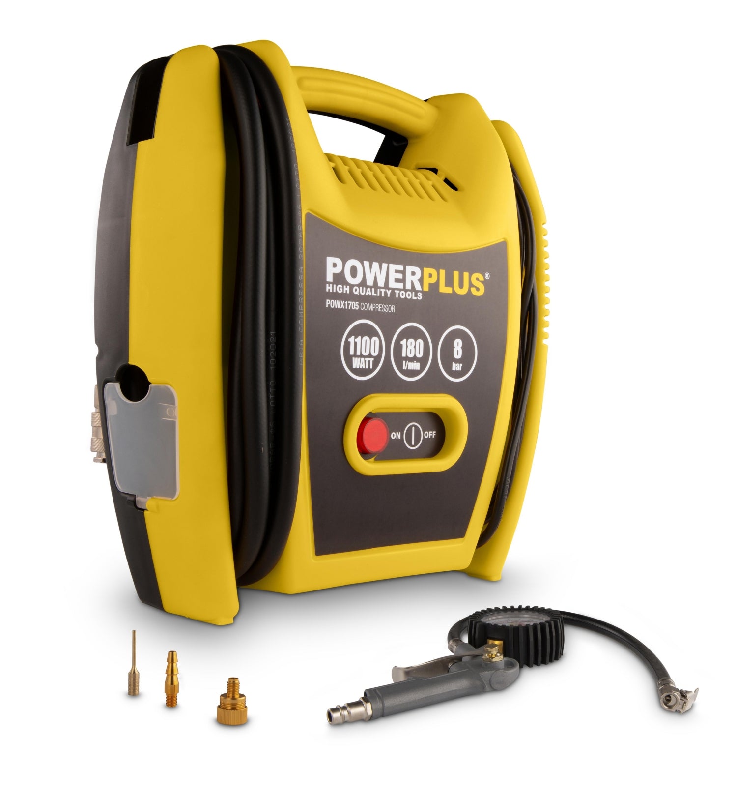 PowerPlus POWX1705 Druckluft Kompressor ölfrei tragbar 1100W max. 8 bar
