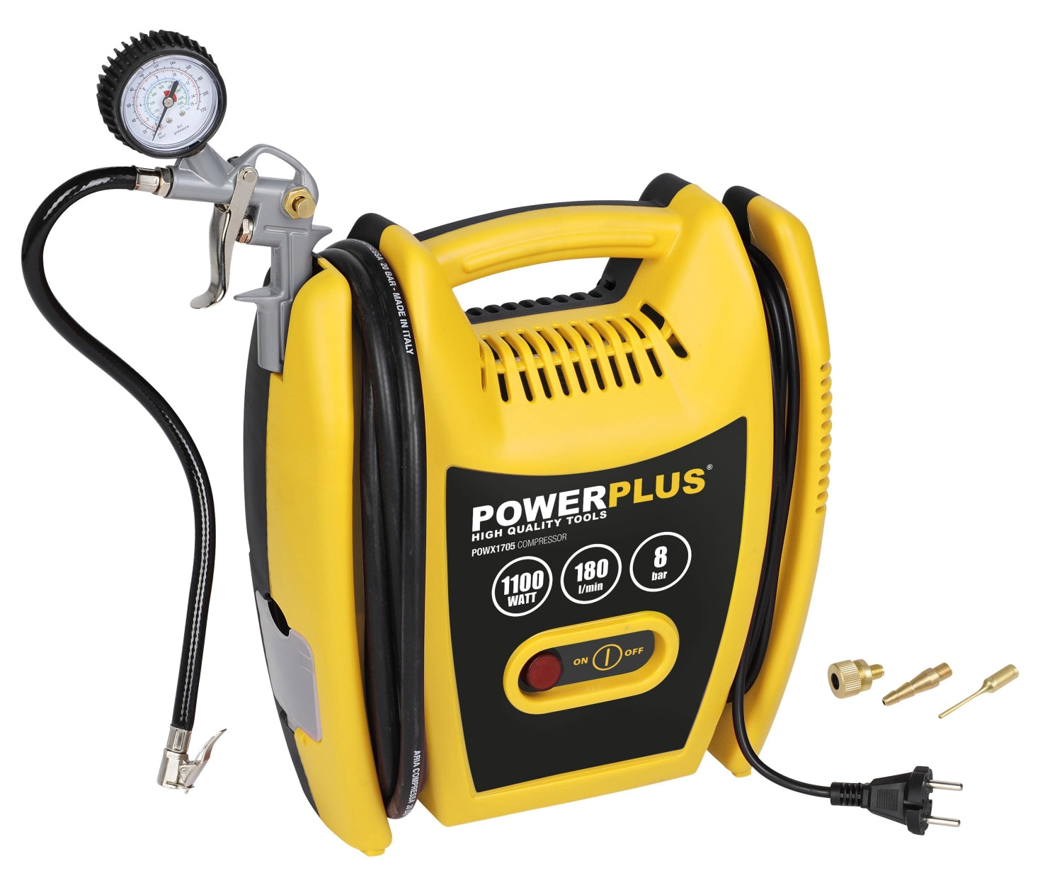 PowerPlus POWX1705 Druckluft Kompressor ölfrei tragbar 1100W max. 8 bar
