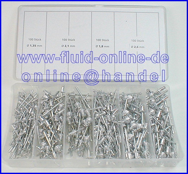 Sortiment Poppnieten / Blindnieten 400 teilig in der Box 833